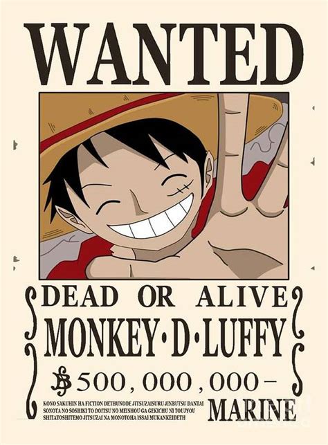 Bounty Luffy Wanted One Piece Poster By Aditya Sena