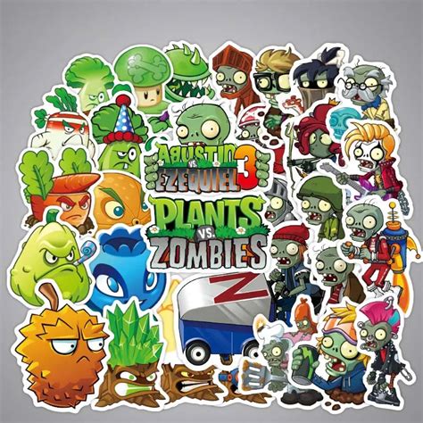 Cartoon Plants Vs Zombies Sticker Plant Zombies Waterproof Luggage