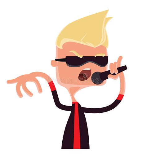 Young Man Rock Star Singing Illustration Cartoon Character