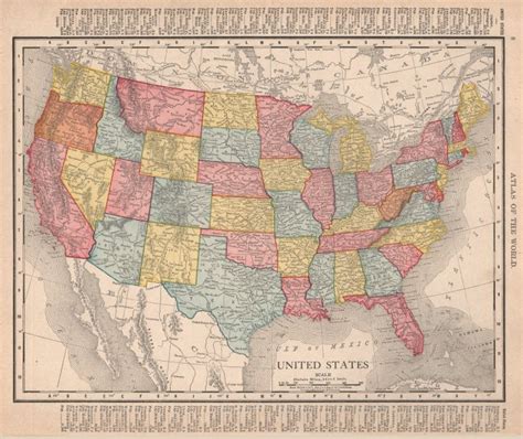 Usa United States General Map Bartholomew 1924 Old Vintage Plan Chart