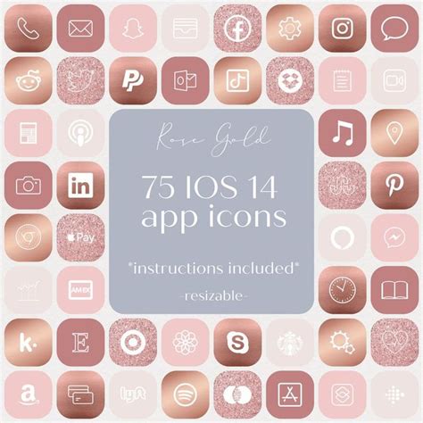 Rose Gold App Icons 200 App Icons Aesthetic Iphone Ios14 Etsy Gold