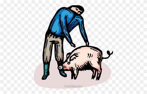 Farmer And A Pig Royalty Free Vector Clip Art Illustration Pig Image