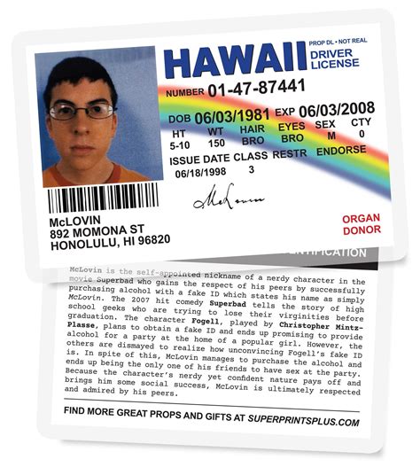 Identificación Falsa De Mclovin Licencia De Mclovin Superbad Mclovin