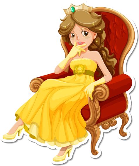 Beautiful Princess Cartoon Character Sticker 2997319 Vector Art At Vecteezy