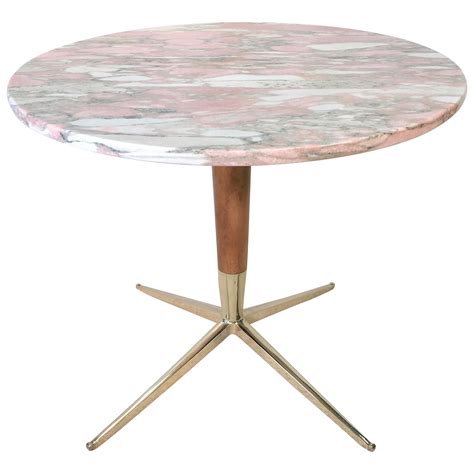 1950s Italian Pink Marble And Brass Pedestal Table At 1stdibs Pink