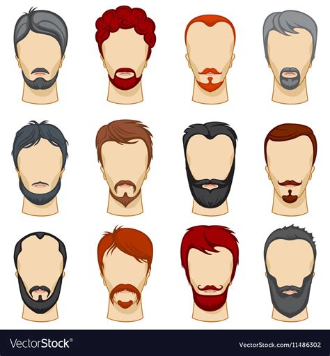 Man Cartoon Hairstyles Collection Royalty Free Vector Image