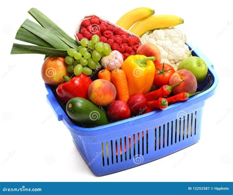 A Shopping Basket Full Of Fresh Produce Stock Image Image Of Isolated