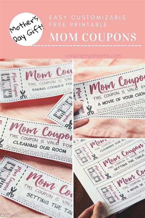 Printable Mom Coupons Easy Customizable Mothers Day T Cooking My Dreams