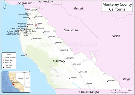 Monterey County Map California Cities In Monterey Country Places To Visit Facts