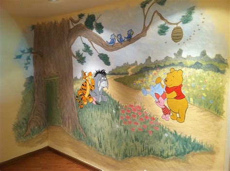 Winnie The Pooh Mural In Nursery By Brush And Roll Paint And Faux In