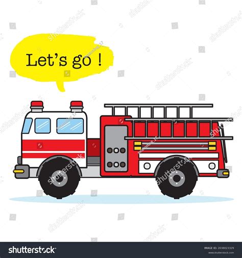 Cute Fire Truck Vector Cartoon Illustration Royalty Free Stock Vector 2038023329