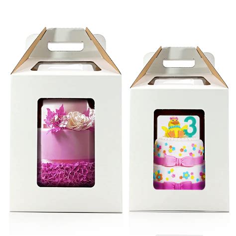 Buy Tri Handle Tall Cake Boxes With Windows In Sizes Pack X X And X X Inch