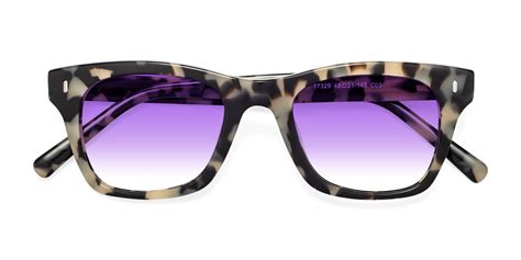 Havana Geek Chic Thick Square Gradient Sunglasses With Purple Sunwear