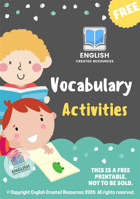 Vocabulary Activities Worksheets English Created Resources