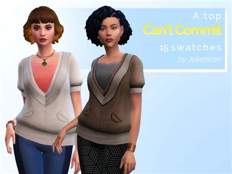 Cant Commit Top In 15 Swatches At Joliebean The Sims 4 Catalog