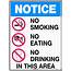 Notice No Smoking Eating Drinking In This Area  Uniform Safety