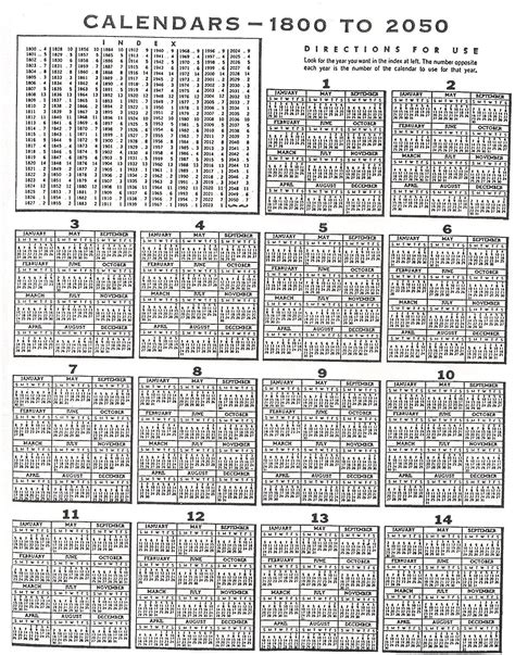 Perpetual Calendar Chart Calendar Template 2023