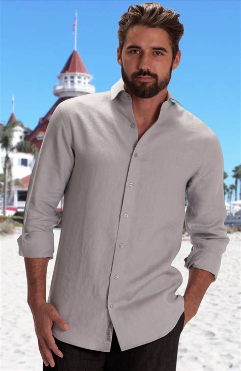 Gray Mens Linen Shirt