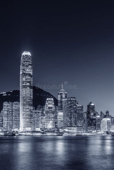 Night Scenery Of Victoria Harbor Of Hong Kong City Stock Photo Image