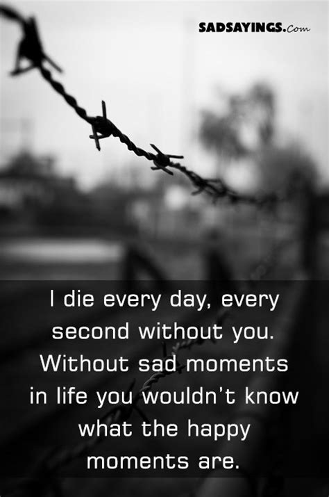 I Die Every Day Every Second Without You Sad Sayings