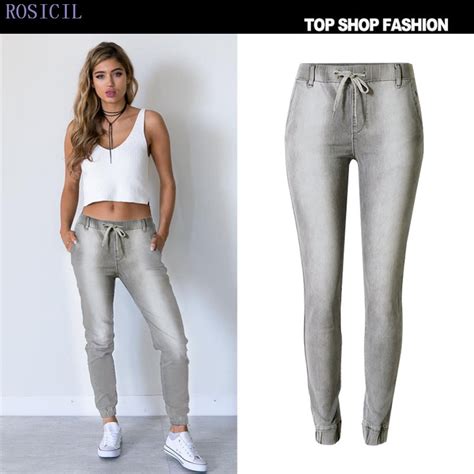 Rosicil Jeans Sale New Arrival Button 2017 Fashion Jeans Women Pencil Pants Low Waist Sexy Slim