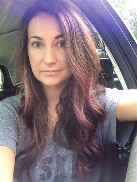 Brunette Base Color With A Combination Of Rose Gold Wine And Violet Bayalage Rose Gold Hair
