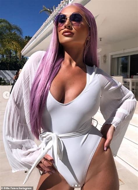 Billie Faiers Poses In Plunging Swimsuit And Purple Wig Daily Mail Online