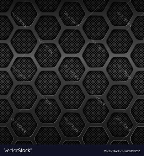 Black Metal Texture Background Honeycomb Pattern Vector Image