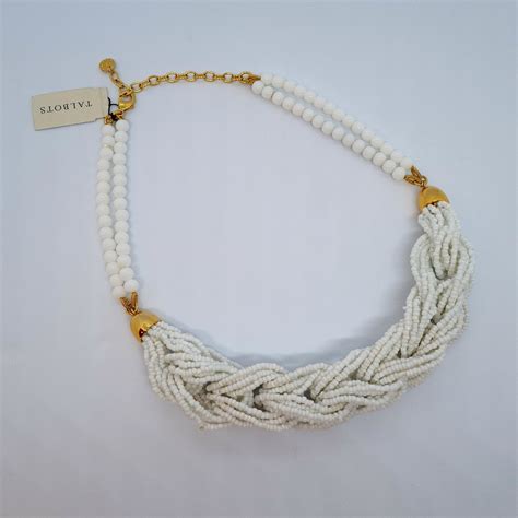 Vintage Talbots White Beaded Necklace Gold Tone Chain Necklace Etsy Uk