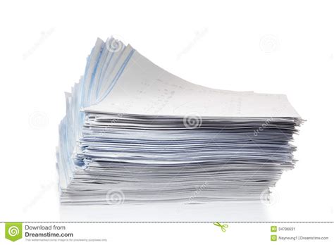 Stack Of Papers On White. Stock Image - Image: 34796631