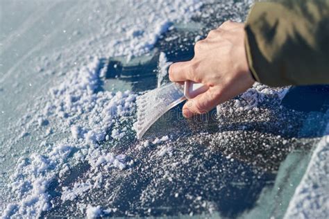 Scraping Ice Off The Windshield Stock Photo Image Of Broom Outdoor