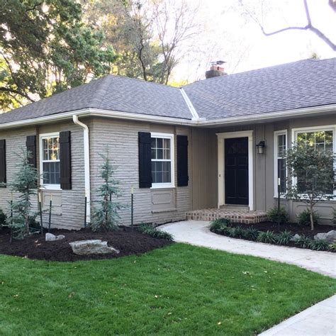 Exterior Before And After • Mindfully Gray Grey Brick Houses Brick