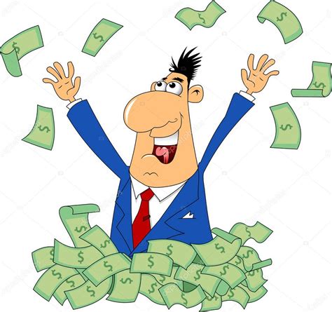 Clipart Rich Person Very Rich Happy Man Throwing Money Him White