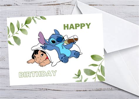 Lilo And Stitch Happy Birthday Card Pop Up Stitch Quote Card Etsy Hong Kong