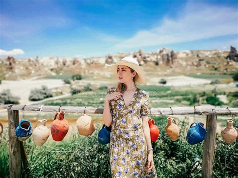Beautiful Cappadocia On The Background Of Blue Sky With