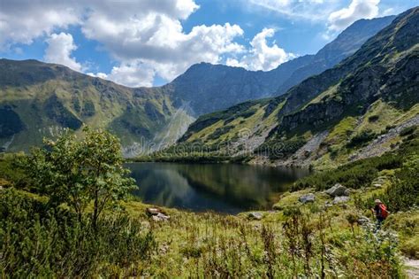 Mountain Lake In Late Summer In Slovakian Carpathian Tatra Stock Photo