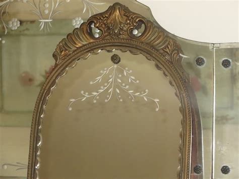 Stunning Large Antique Victorian Etched And Scalloped Mirror