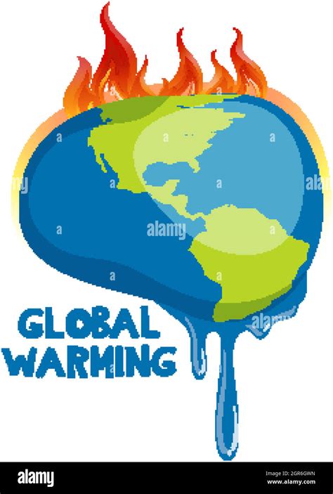 Cartel De Calentamiento Global Con Tierra Derretida Imagen Vector De