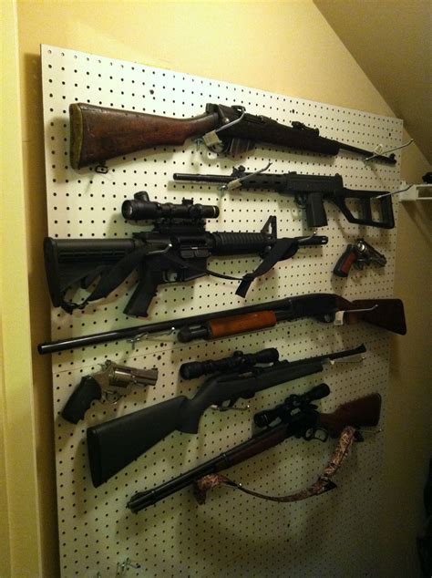 Great Closet Gun Storage Idea Using Two 1x4s And Peg Board Be Sure To