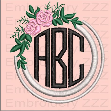 Circle Monogram Machine Embroidery Design File Add Your Own Etsy