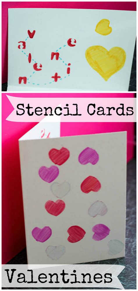 This software also offers users a library of free vector valentine's day symbols to design cards. Simple Stencil Valentines Day Cards - In The Playroom