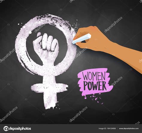 Feminismus ist vielfältig und variiert je nach epoche und gesellschaft. Frauen Hand zeichnen Feminismus Protestsymbol ...