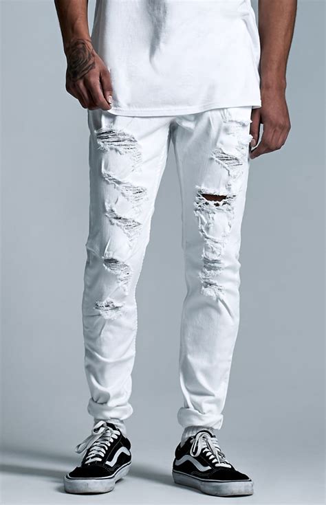 Pin On Mens Skinny Ripped Jeans（white）