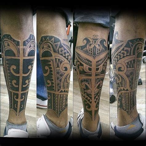 100 Tribal Ink Black Armor Leg Tattoo Design Png  2023