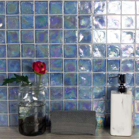 Atmosphere 2x2 Glossy Iridescent Blue Glass Loose Backsplash Mosaic