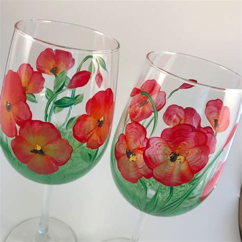 Poppy Wine Glass Etsy