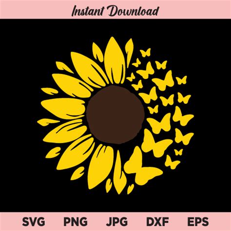 Sunflower With Butterfly SVG Free Butterfly Svg Sunflower Svg Files