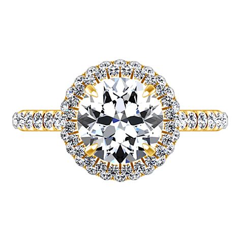 Halo Diamond Engagement Ring Blossom 14k Yellow Gold Frostnyc