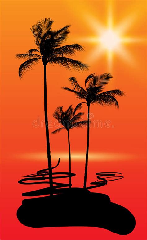 Palm Sea Sunset Stock Illustrations 19762 Palm Sea Sunset Stock