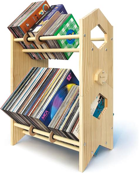 Colorfox Vinyl Record Storage2 Tier Wood Stackable Record